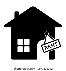 House rent icon in modern silhouette style design. Vector illustration isolated on white background.