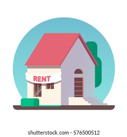 Icono de Casa para alquiler. Ilustración plana vectorial.