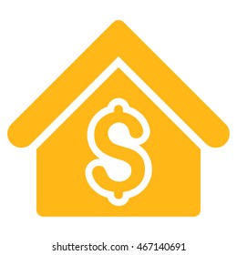 House Rent icon. Vector style is flat iconic symbol with rounded angles, yellow color, white background.