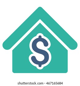 House Rent icon. Vector style is bicolor flat iconic symbol with rounded angles, cobalt and cyan colors, white background.