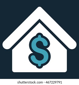 House Rent icon. Vector style is bicolor flat iconic symbol with rounded angles, blue and white colors, dark blue background.