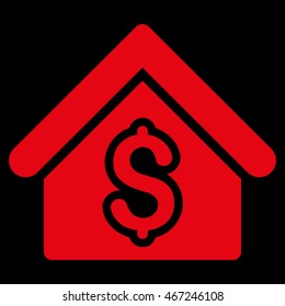 House Rent icon. Vector style is flat iconic symbol with rounded angles, red color, black background.