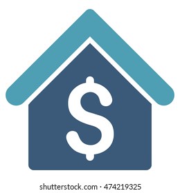 House Rent icon. Vector style is bicolor flat iconic symbol with rounded angles, cyan and blue colors, white background.