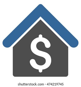 House Rent icon. Vector style is bicolor flat iconic symbol with rounded angles, cobalt and gray colors, white background.