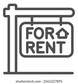 House for rent line icon, housing market concept. Vector graphics. Building for sale signboard sign on white background, outline style icon for mobile or web design