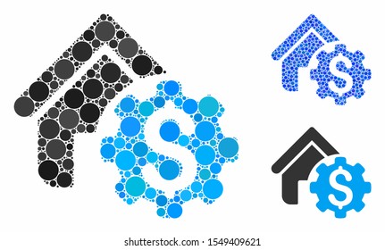 House rent options composition of circle elements in different sizes and color tints, based on house rent options icon. Vector circle elements are united into blue mosaic.