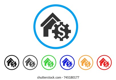House Rent Options rounded icon. Style is a flat grey symbol inside light blue circle with additional colored variants. House Rent Options vector designed for web and software interfaces.