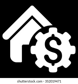 House Rent Options vector icon. Style is flat symbol, white color, rounded angles, black background.