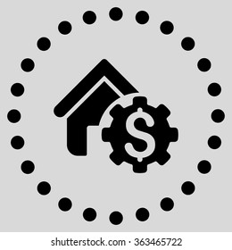 House Rent Options vector icon. Style is flat circled symbol, black color, rounded angles, light gray background.
