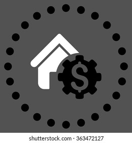 House Rent Options vector icon. Style is bicolor flat circled symbol, black and white colors, rounded angles, gray background.