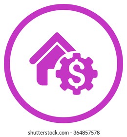 House Rent Options vector icon. Style is flat circled symbol, violet color, rounded angles, white background.