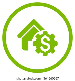 House Rent Options vector icon. Style is flat circled symbol, eco green color, rounded angles, white background.