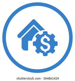 House Rent Options vector icon. Style is flat circled symbol, cobalt color, rounded angles, white background.