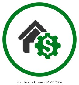 House Rent Options vector icon. Style is bicolor flat circled symbol, green and gray colors, rounded angles, white background.