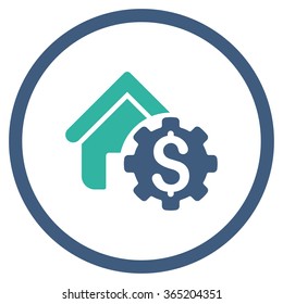 House Rent Options vector icon. Style is bicolor flat circled symbol, cobalt and cyan colors, rounded angles, white background.