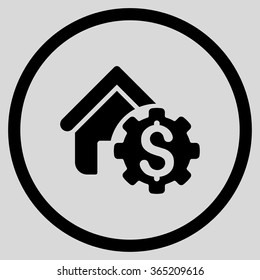 House Rent Options vector icon. Style is flat circled symbol, black color, rounded angles, light gray background.
