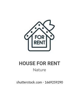 House for rent outline vector icon. Thin line black house for rent icon, flat vector simple element illustration from editable nature concept isolated stroke on white background