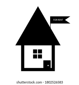 House rent outline vector icon. Construction symbol. Architecture sign. Business building concept. Residential apartment for renting. Flat simple line design illustration.