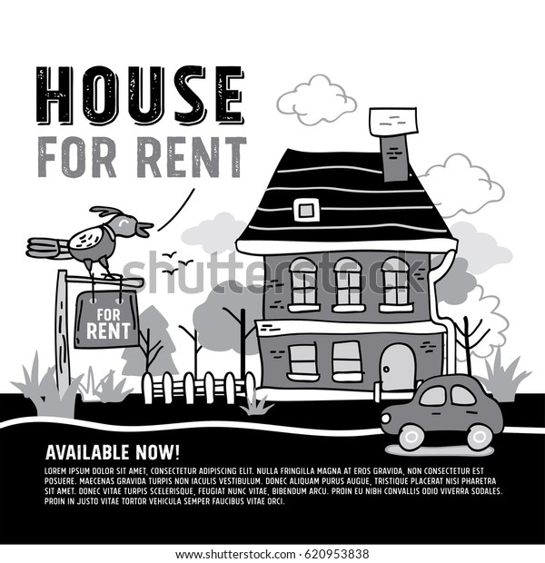 House for rent\
poster concept black and\
white