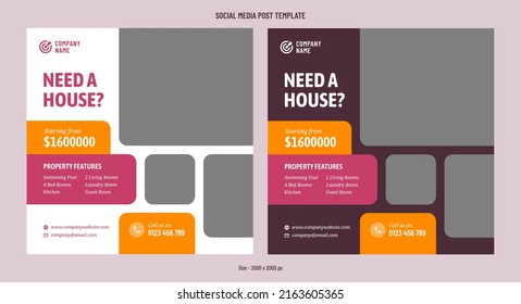 House Rent Or Sale Social Media Post Template