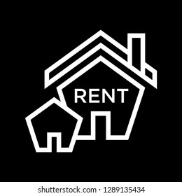 House rent sign icon vector white - linear house rent sign