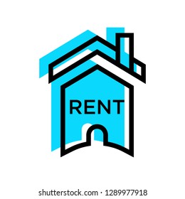 House rent sign icon vector light blue - linear fill house rent sign