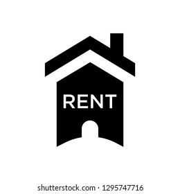 House rent sign icon vector black - glyph house rent sign