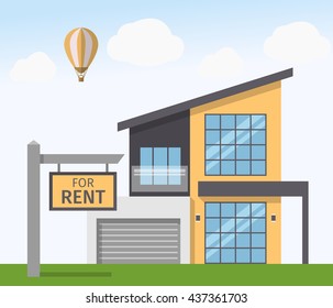 House for Rent sign. Vector illustration in flat style