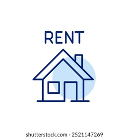 House with rent symbol. Listing for a property that is available for rent or lease. Pixel perfect vector icon