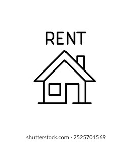 House with rent symbol. Listing for a property that is available for rent or lease. Pixel perfect, editable stroke icon