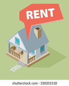 House for rent. Vector illustration.