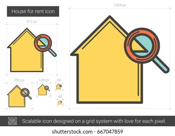 Icono de línea vectorial de alquiler aislado en fondo blanco. Icono de la línea de alquiler para infografía, sitio web o aplicación. Icono escalable diseñado en un sistema de cuadrícula.