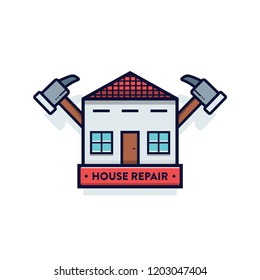 House repair construction tool logo vector illustration with outline and clean style.