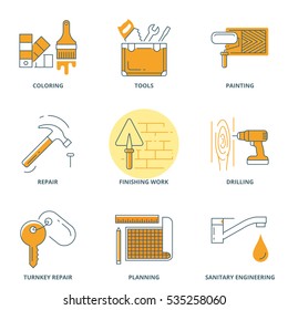 Vektorsymbole für Hausreparatur und -bau