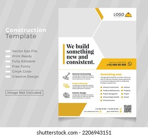 House repair cover A4 template for a construction tools report and brochure design, Construction Renovation Flyer Template Design, Construction Flyer Layout design templates