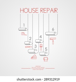 House repair. Elements and icons for cards, illustration, poster and web design.