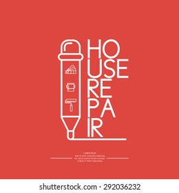House repair. Elements and icons for cards, illustration, poster and web design.