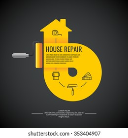 House repair. Elements and icons for cards, illustration, poster and web design. A colorful poster , vector illustration. 