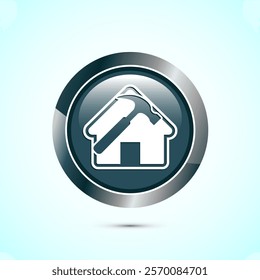 House repair icon design illustration. Home remodeling, repair or maintenance sign. Gray color round button design