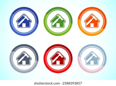 House repair icon design illustration. Home remodeling, repair or maintenance sign. 6 color button design set