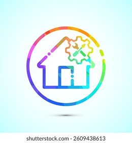 House repair icon design illustration. Home remodeling, repair or maintenance sign in low poly style