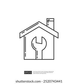House Repair Icon, Home Improvement, Maintenance, and Handyman Symbol