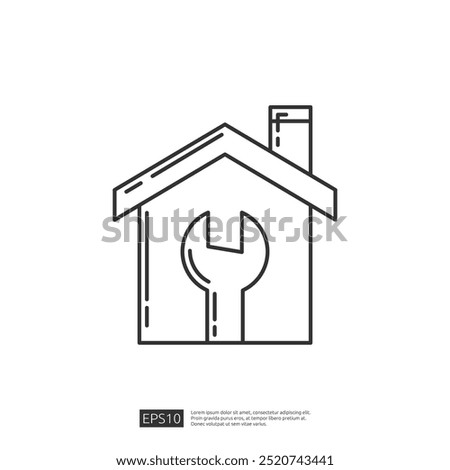 House Repair Icon, Home Improvement, Maintenance, and Handyman Symbol