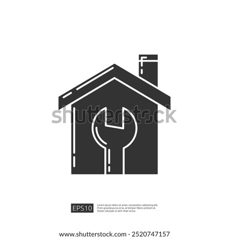 House Repair Icon, Home Improvement, Maintenance, and Handyman Symbol