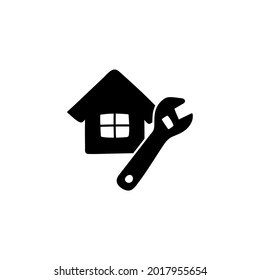 icono de reparación de la casa, icono de reparación de la casa en un icono de glifo de forma plana y sólida, aislado en fondo blanco 
