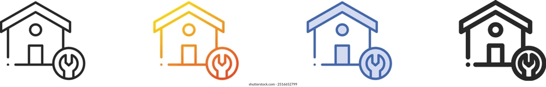 house repair icon.Thin Linear, Gradient, Blue Stroke and bold Style Design Isolated On White Background
