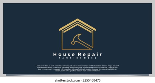 house repair logo design with hammer icon creative concept