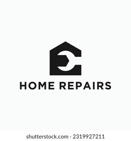 house repair logo design vector silhouette illustration
