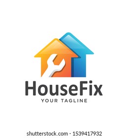 house repair logo simple gradient. home logo simple clean.