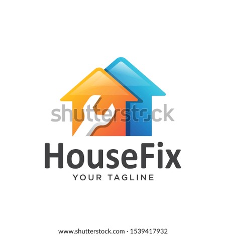 house repair logo simple gradient. home logo simple clean.